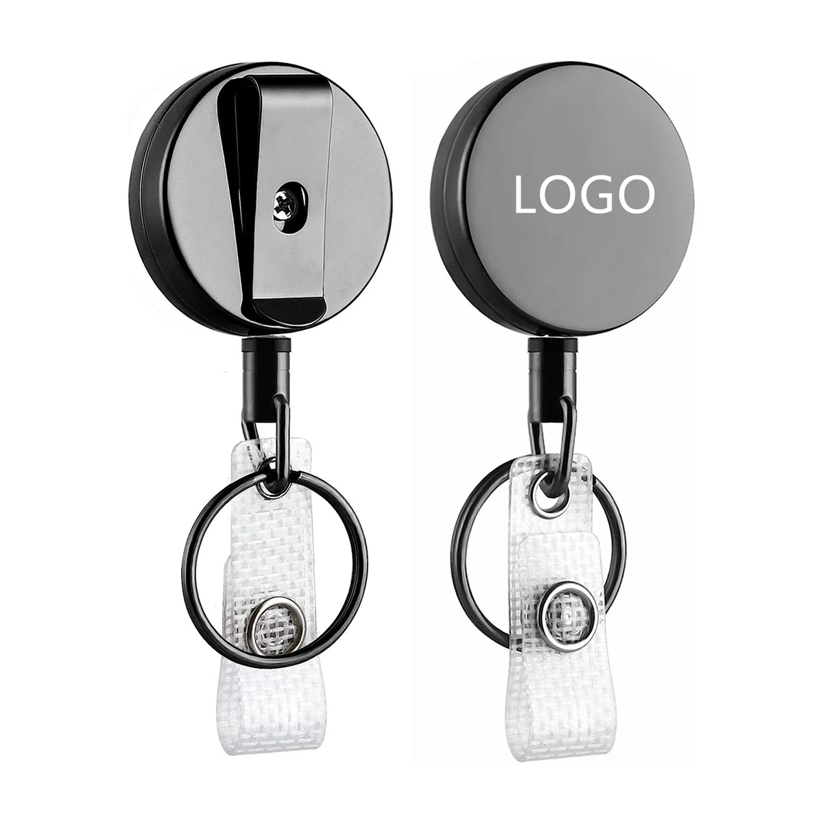 Metal ID Badge Holder With Belt Clip Key Ring For Name Card 1