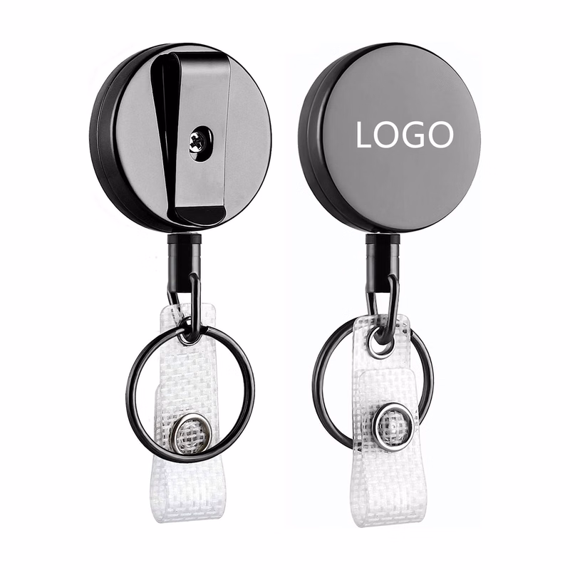 Metal ID Badge Holder With Belt Clip Key Ring For Name Card