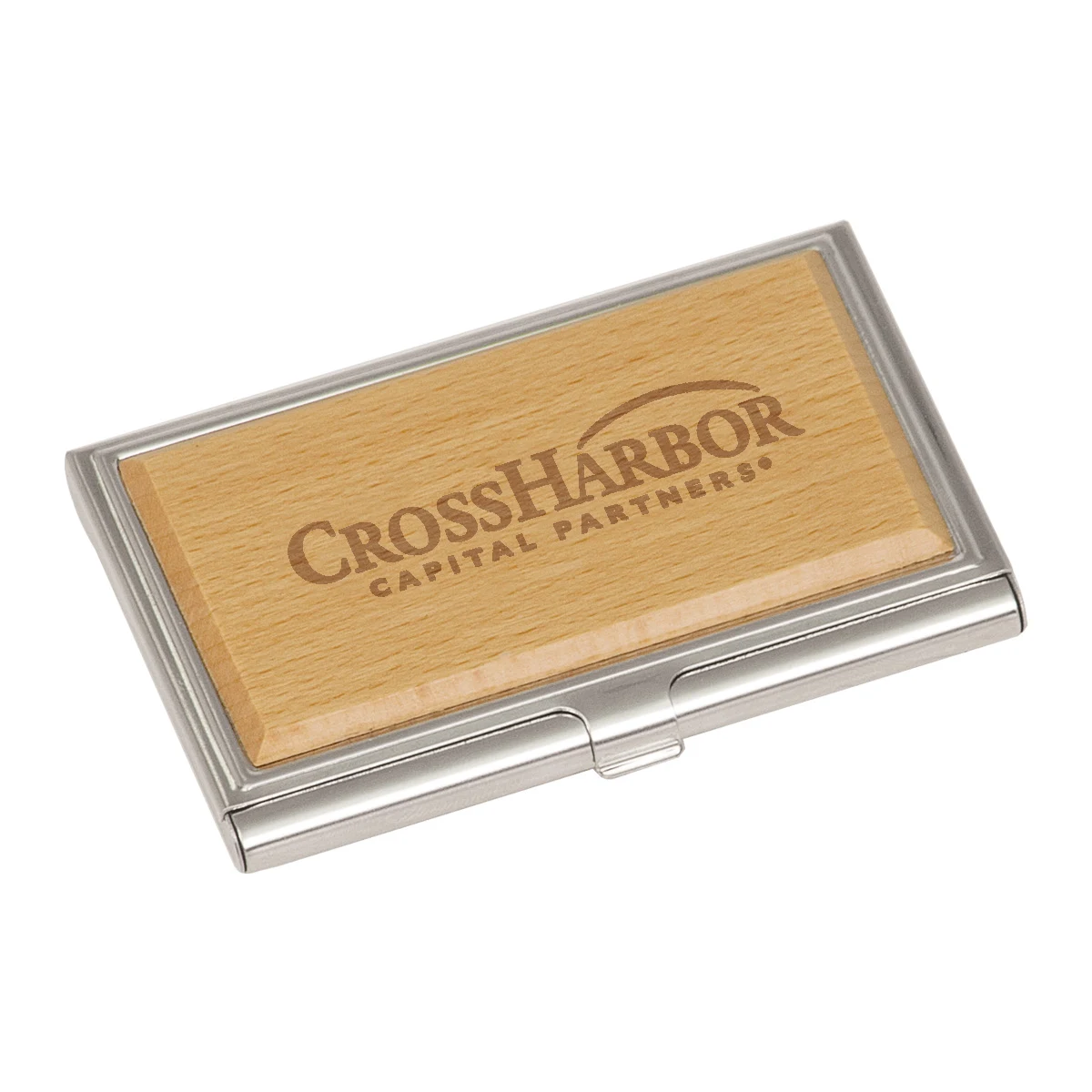 Wood/Silver Business Card Holder 1