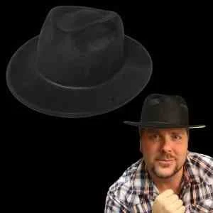 Black Velour Fedora Gangster Hat 1