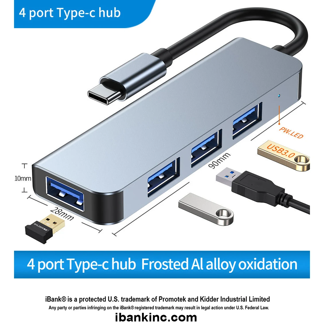 iBank ® 4 Port USB 3.0 Premium Aluminum Hub 1