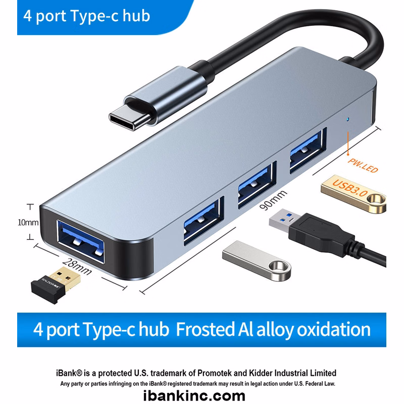 iBank ® 4 Port USB 3.0 Premium Aluminum Hub