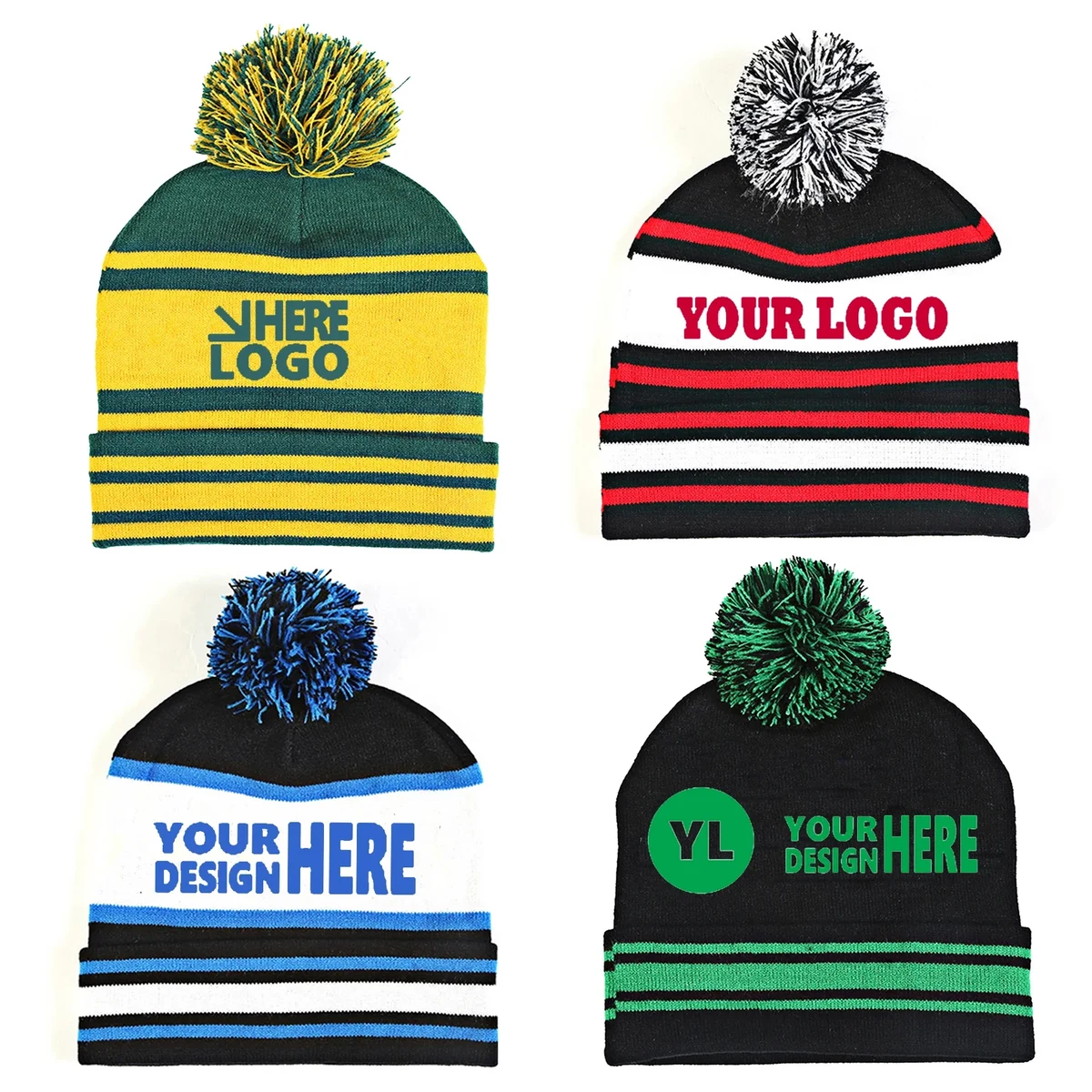 Custom Kinnted Pom Beanie Hat 1