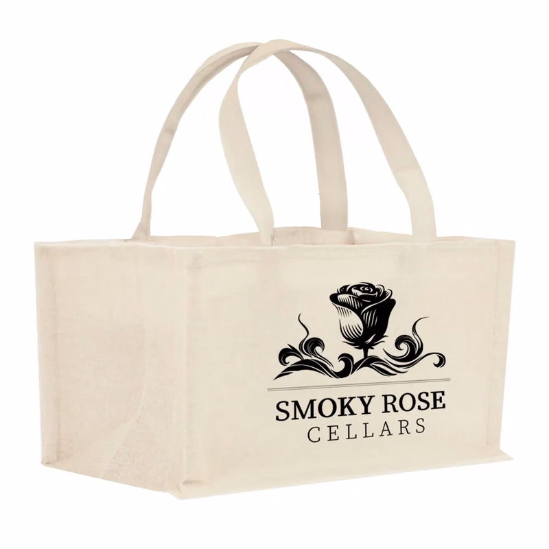 2-Bottle Horizontal Heavy Cotton Canvas Tote