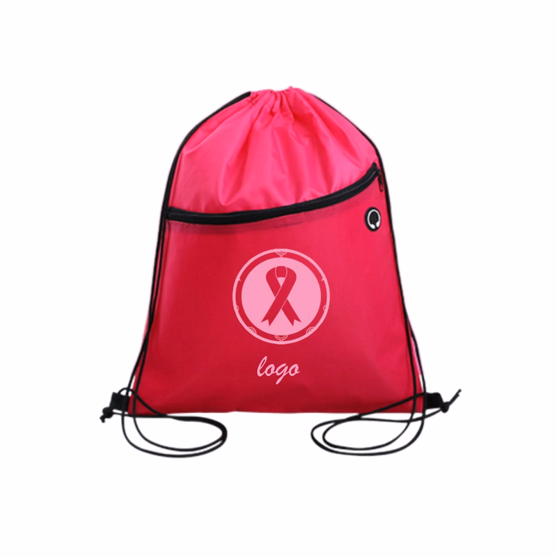 Drawstring Bag with Zipper Pocket and Headphone Hole (direct import)