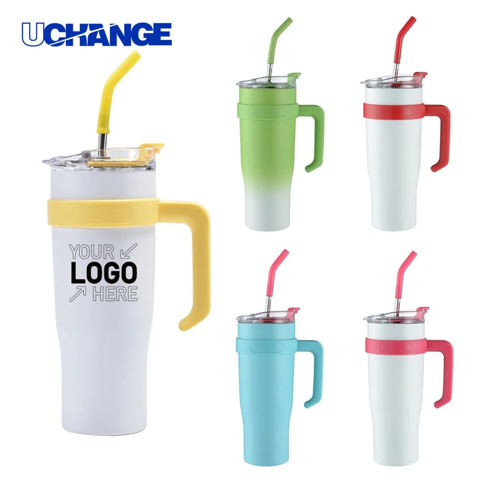 40oz Stainless Steel Water Cup with Straw 1