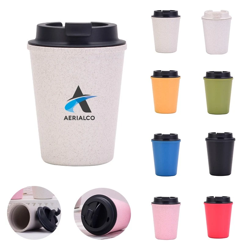 12oz Wheat Straw Travel Coffee Mugs 1