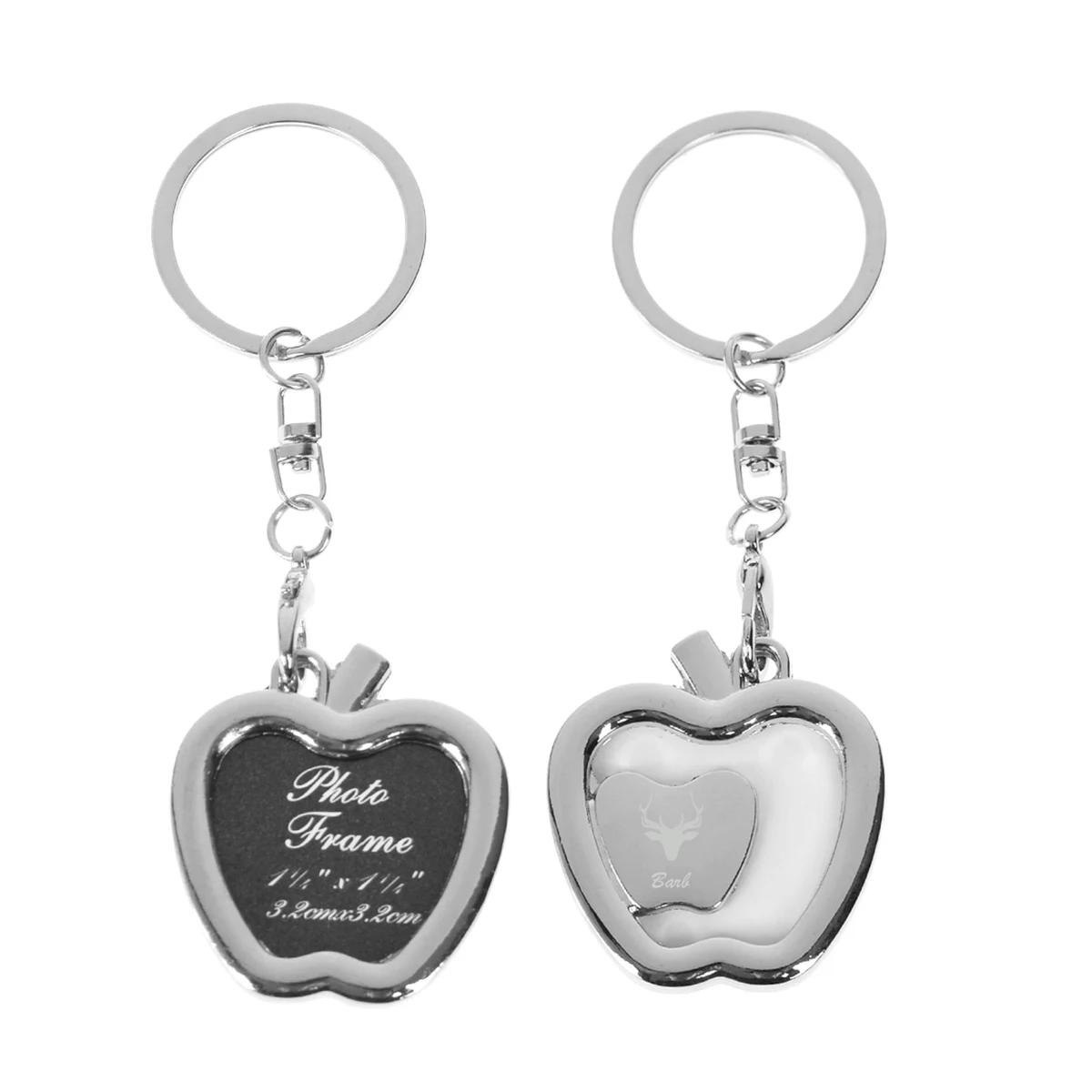 Apple Shaped Mini Metal Photo Frame Key Chain 1