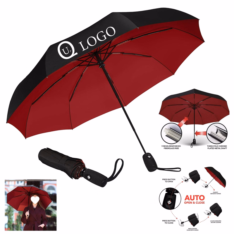 46 Inch Arc Foldable Umbrella With Double Canopy