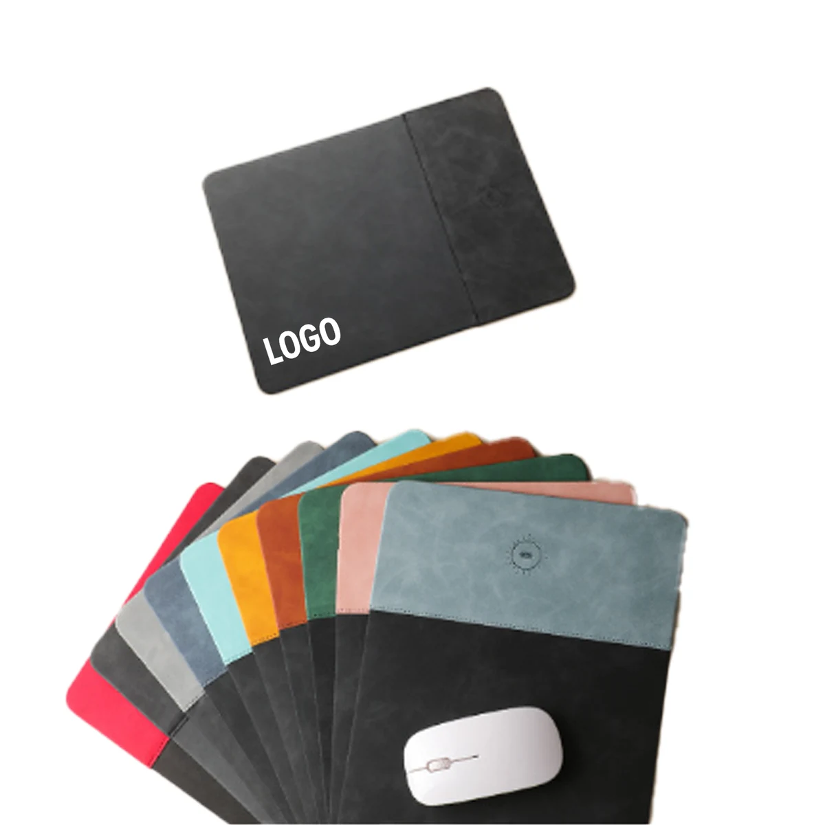 PU Leather Desk Mouse Pad With Wireless Charging 1