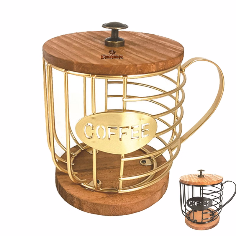 Coffee Pod Holder W/ Wooden Lid