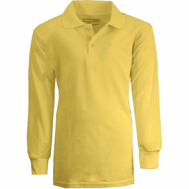 Boys' Uniform Polo Shirts - Sizes 16 - 20 Yellow Long Sleeve