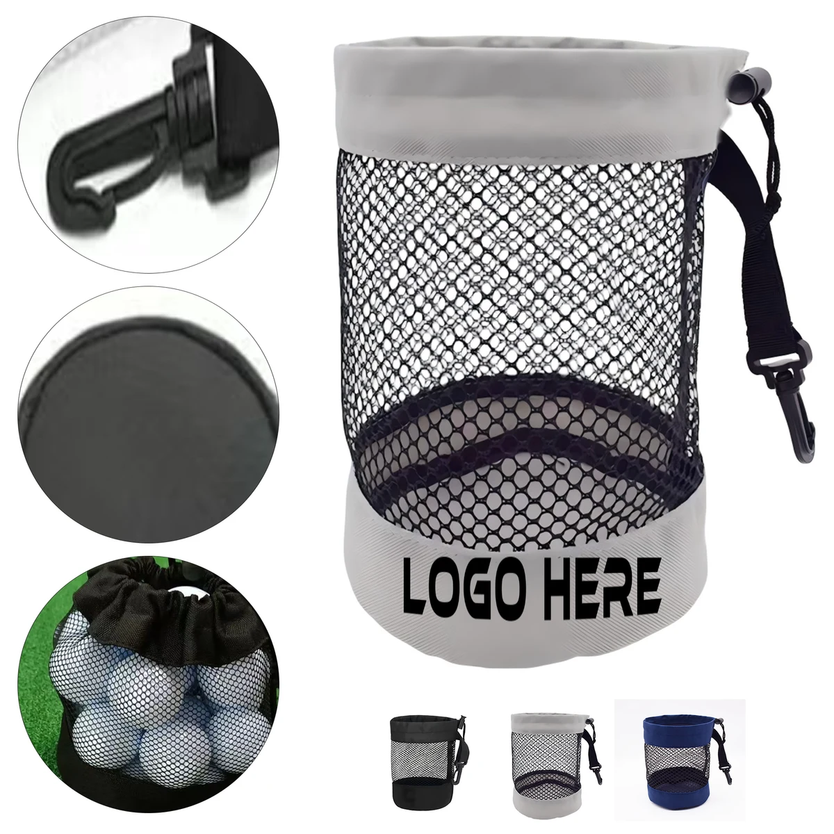 Clip-On Golf Ball Carry Mesh Pouch 1