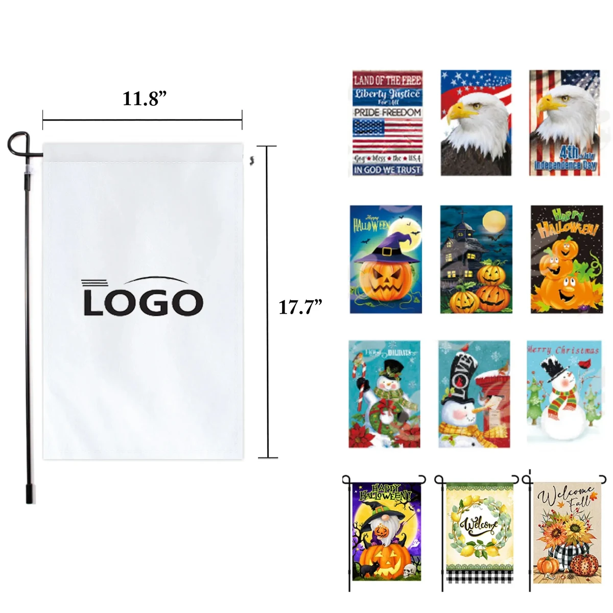MOQ50 Custom Layered Garden Flags for Holidays 1