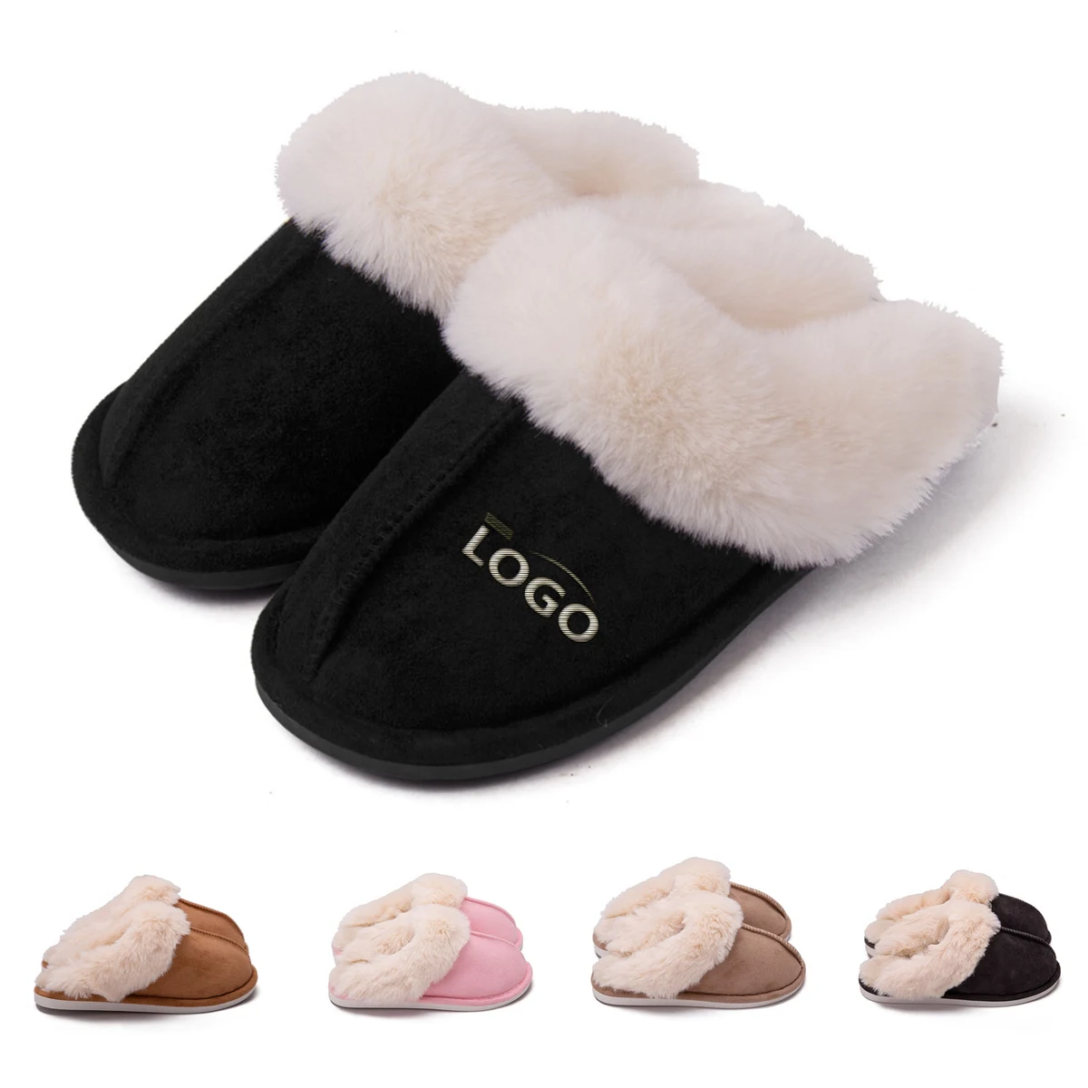 Personalized Plush Slippers with Embroidery 1