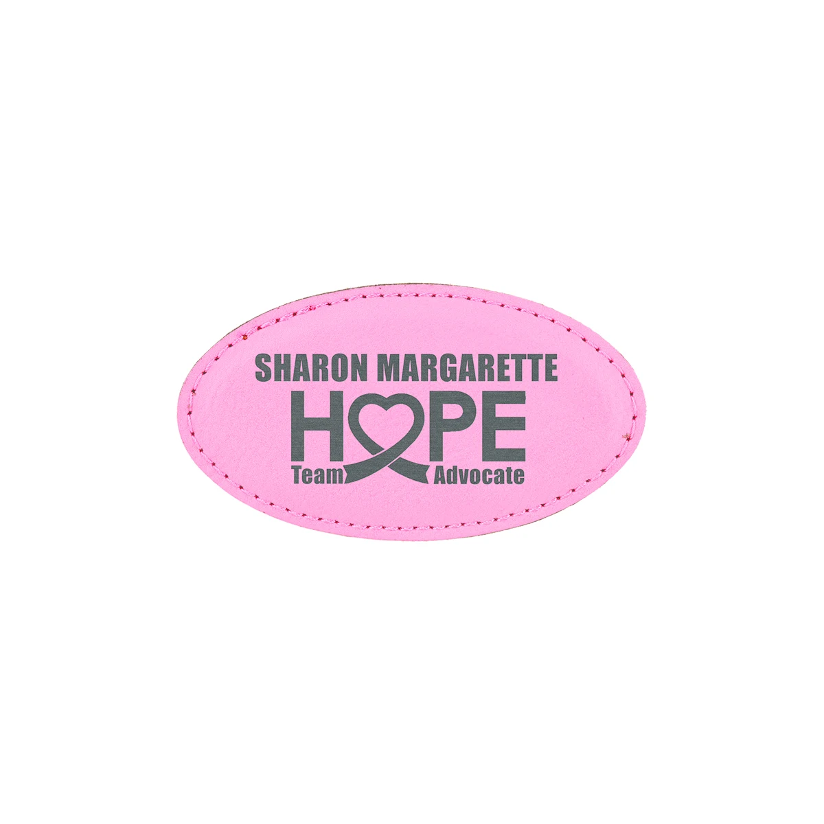 3 1/4" x 1 3/4" Pink Leatherette Oval Badge w/ Magnet 1