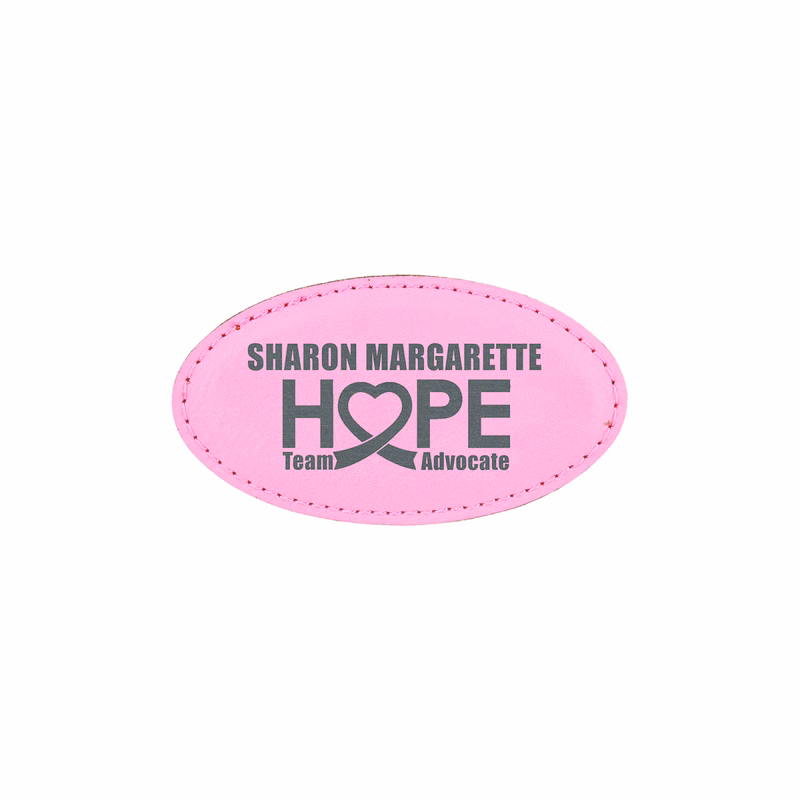 3 1/4" x 1 3/4" Pink Leatherette Oval Badge w/ Magnet