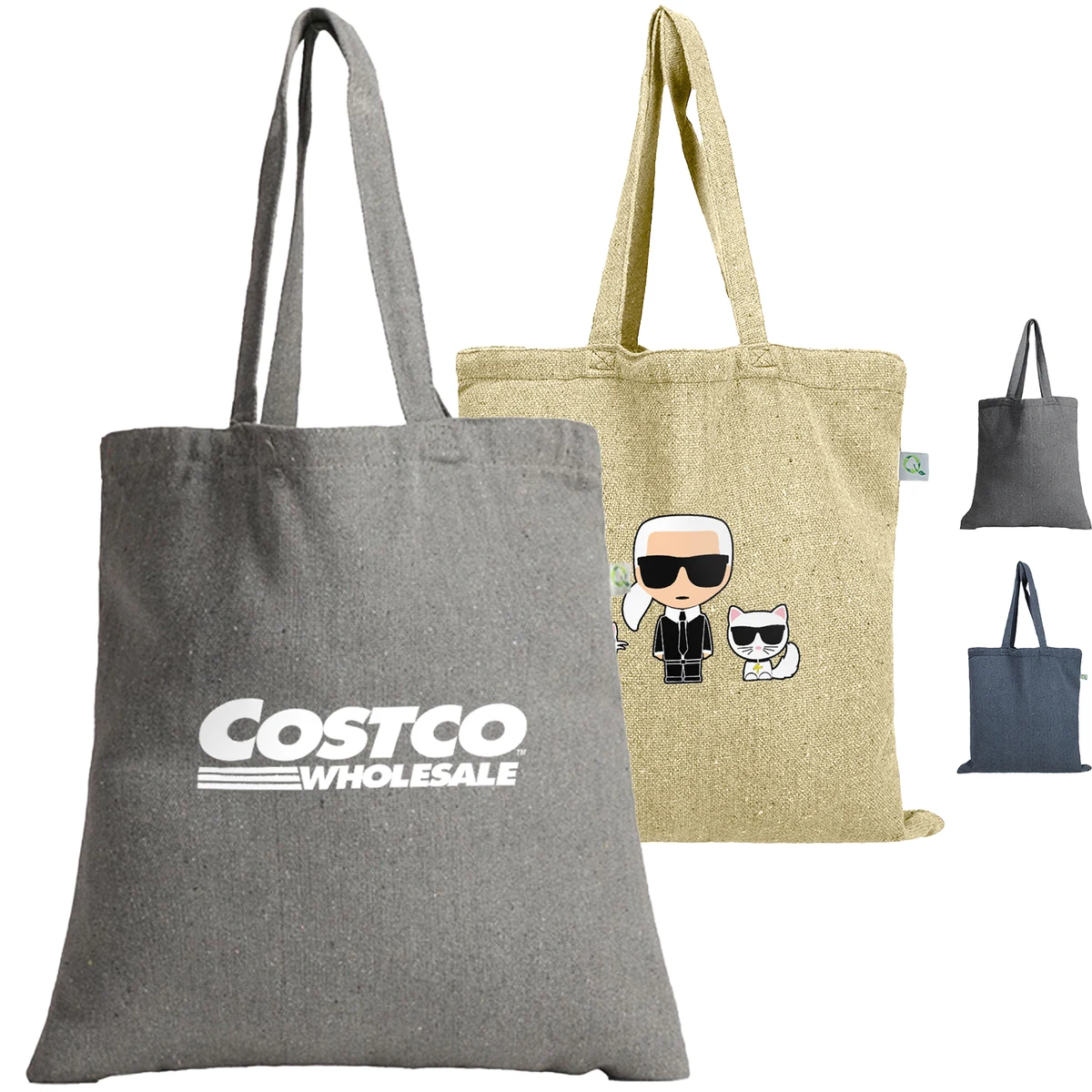 12 oz Recycled Sturdy Heather Cotton Canvas Tote Bag 15"W x 16"H 1