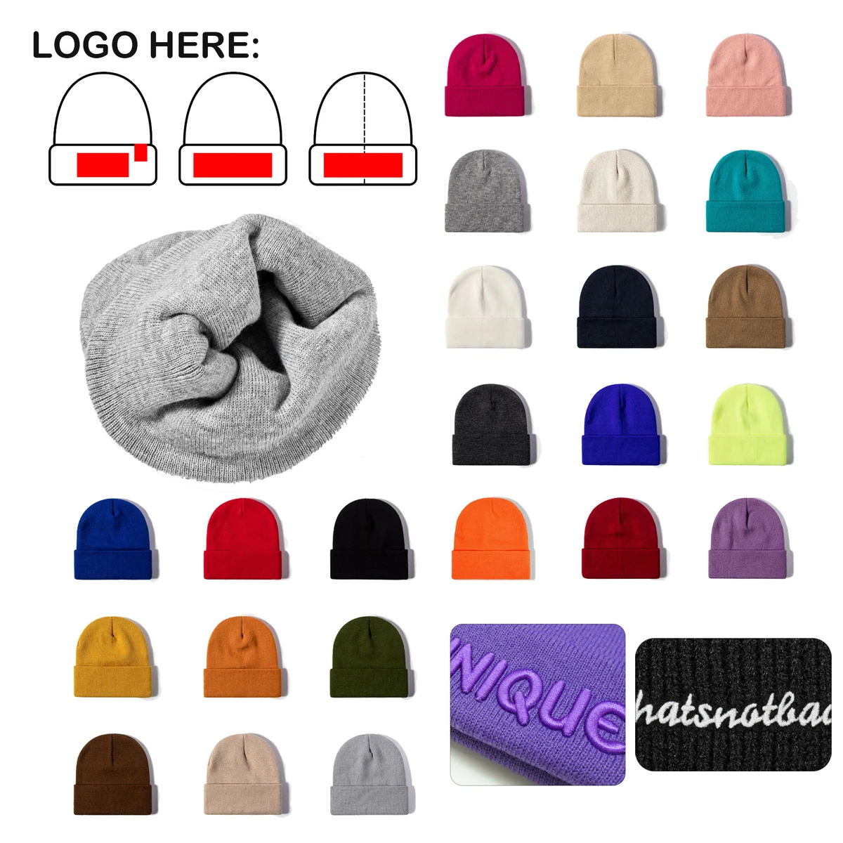 MOQ100 Solid-color warm knitted hat 1
