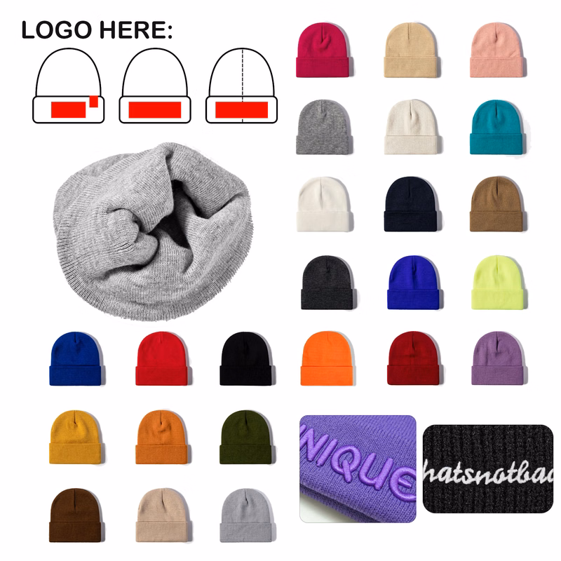 MOQ100 Solid-color warm knitted hat