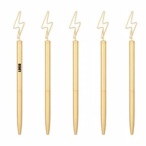 Lightning Shaped Paper Clip Twist Metal Pen