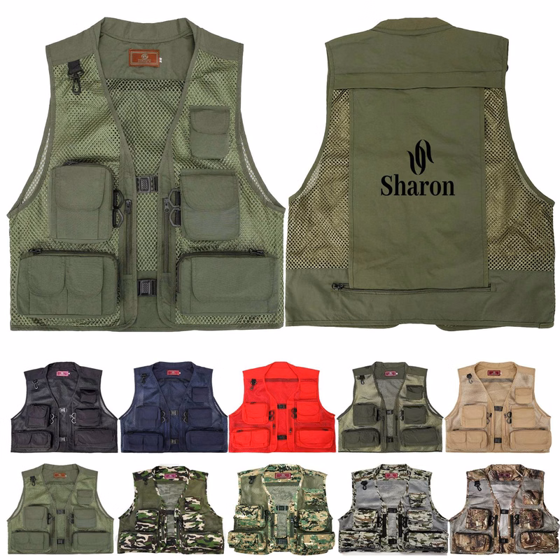 Unisex Mesh Breathable Fishing Vest Multi-Pockets Waistcoat