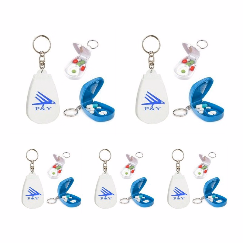 Portable Pill Cutter Container Box Keychain