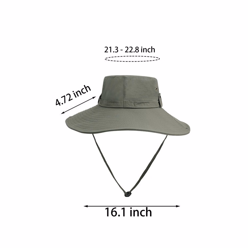 Outdoor Quick-Dry Bucket Hat - Nylon, 12cm Brim, Adjustable Fit