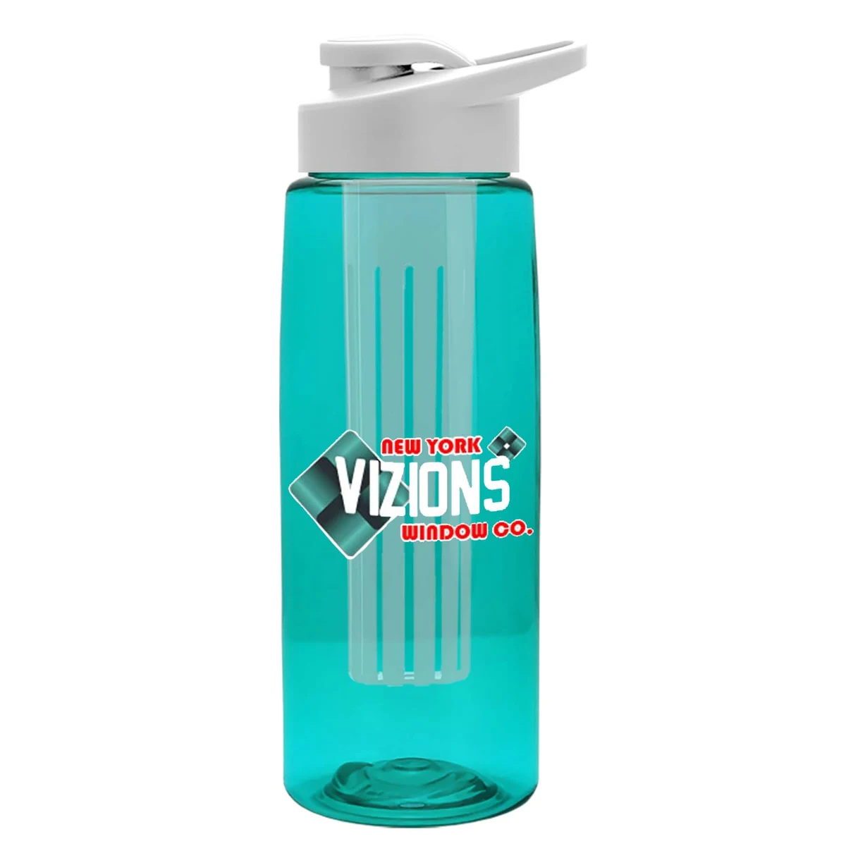 The Flair - 26 oz. Transparent Tritan Bottle with Drink thru , Large infuser, and Digital Imprint 1