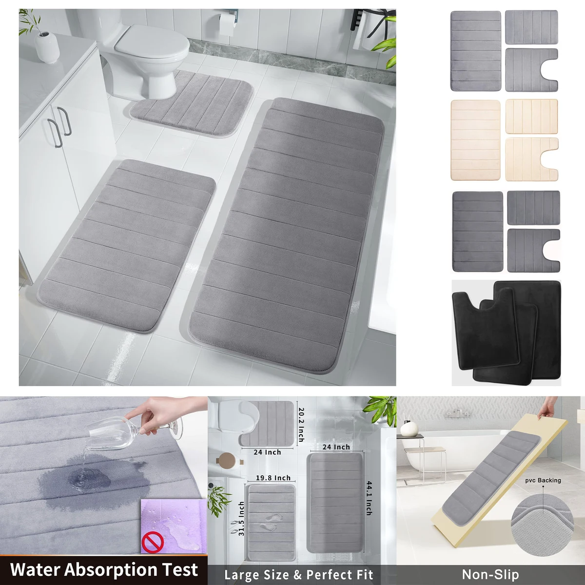 Memory Foam Bath Mat Set 1