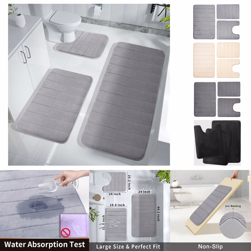 Memory Foam Bath Mat Set