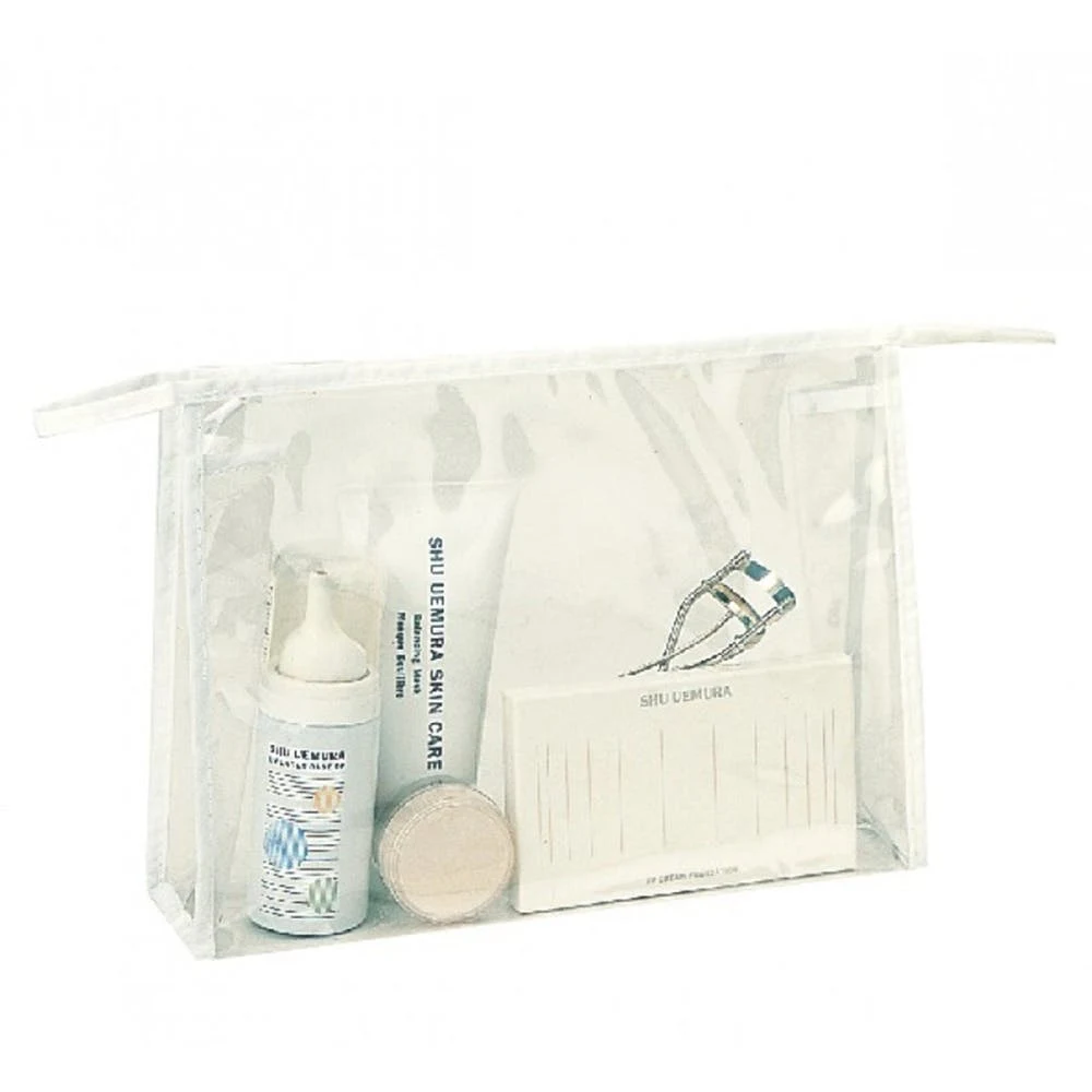 Cosmetic Vinyl Totes - Clear White Trim 1