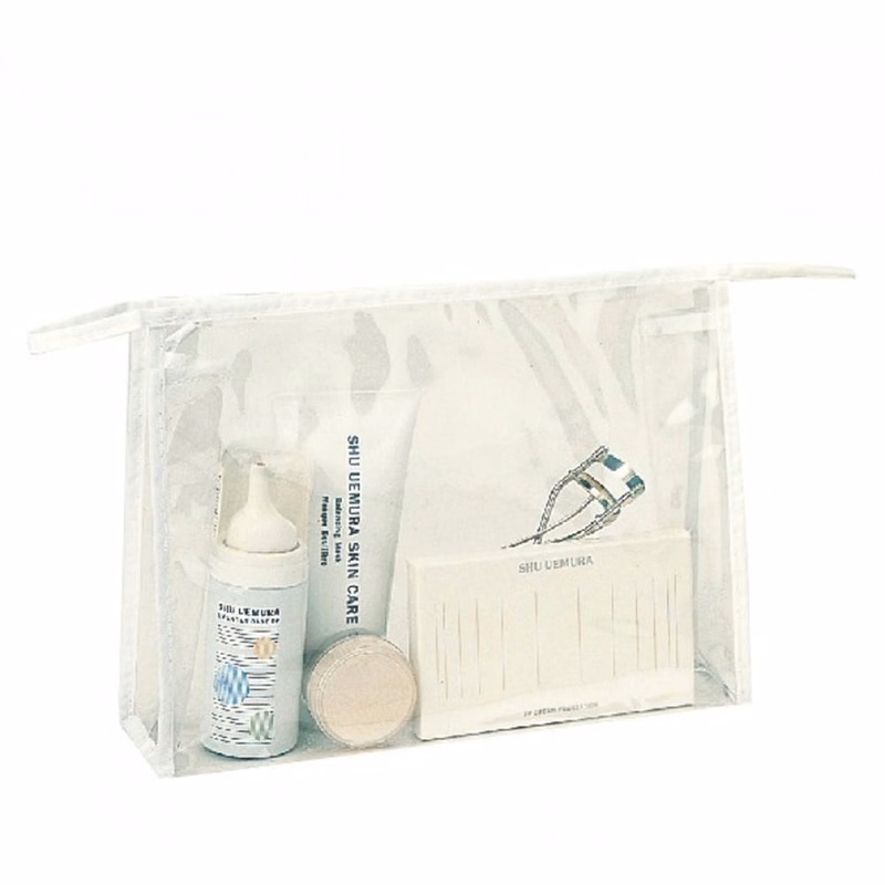 Cosmetic Vinyl Totes - Clear White Trim