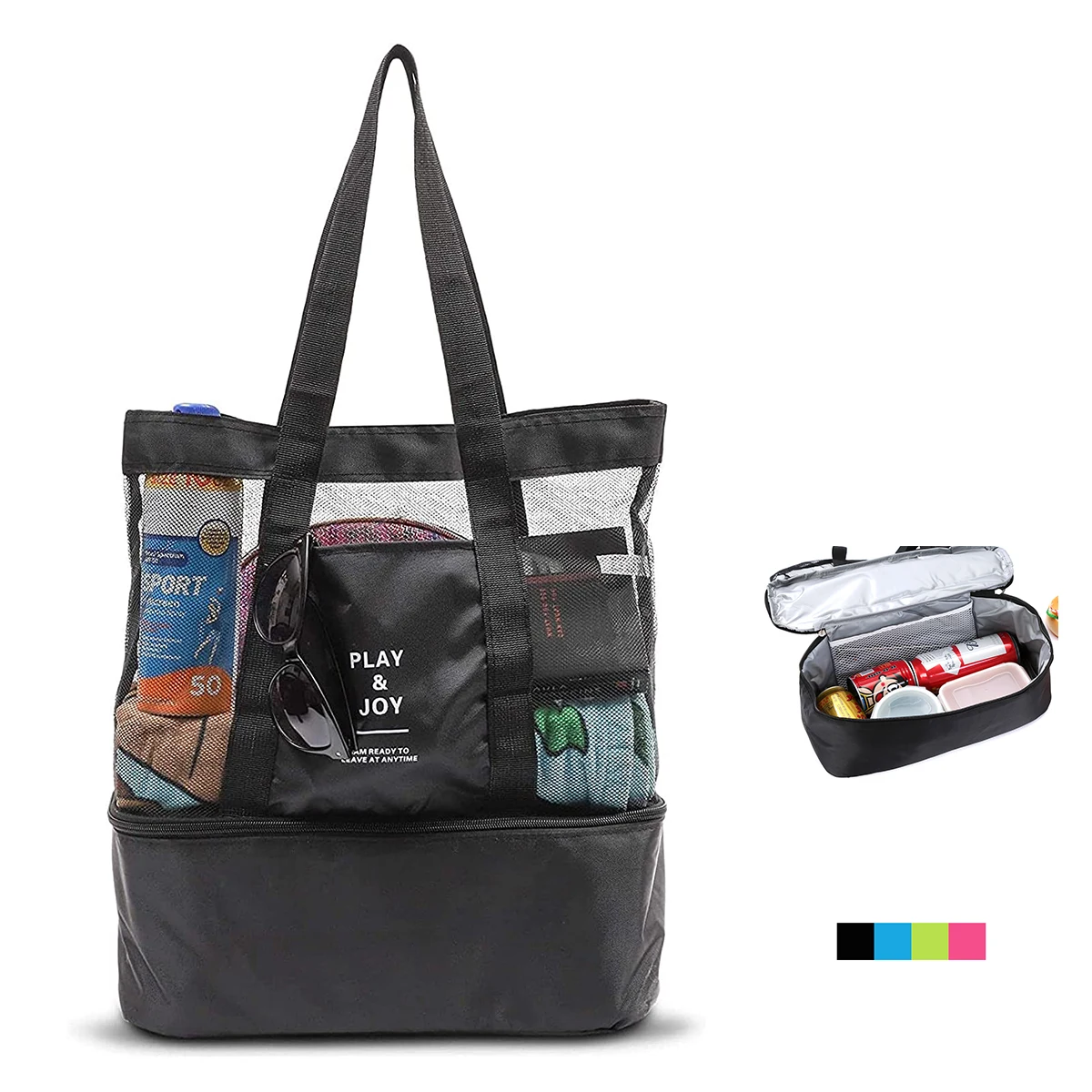 Mesh Beach Tote with Cooler 1