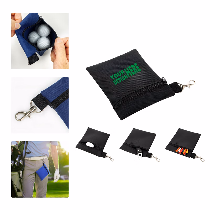 MOQ 50 Portable Golf Nylon Ball Bag with Waist Clip