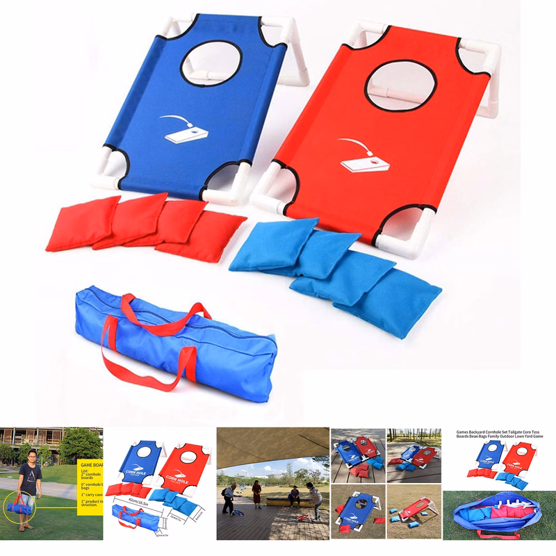Portable Cornhole Set, Corn Hole Toss Game with 2 Cornhole Boards, 8 Bean Bags