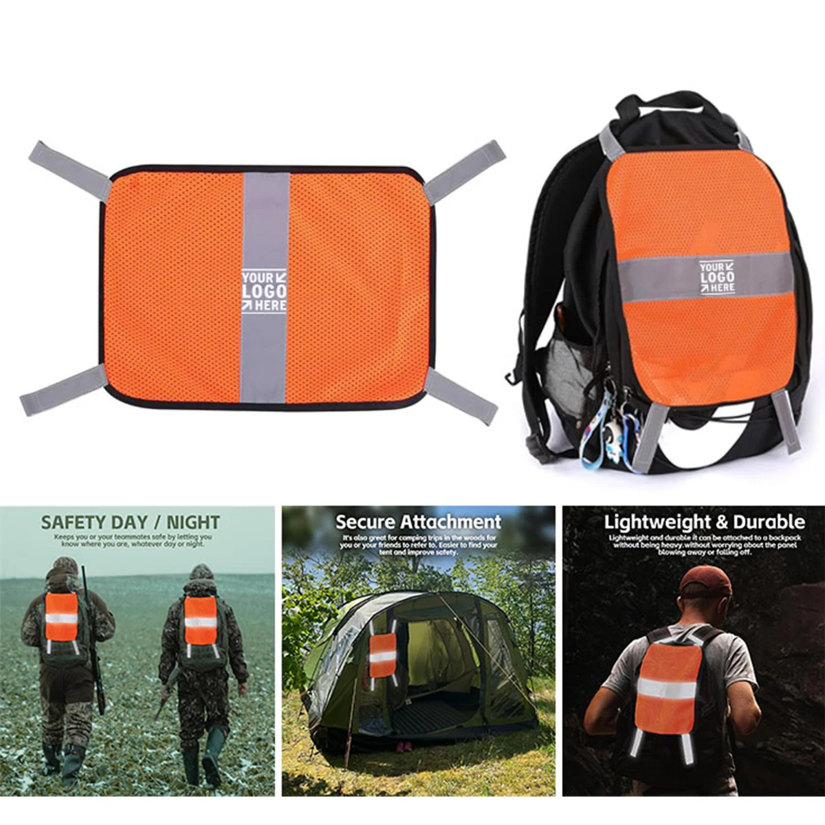Blaze Orange Safety Hunting Mesh Tent Backpack Cover Panel With Reflective Strip 1