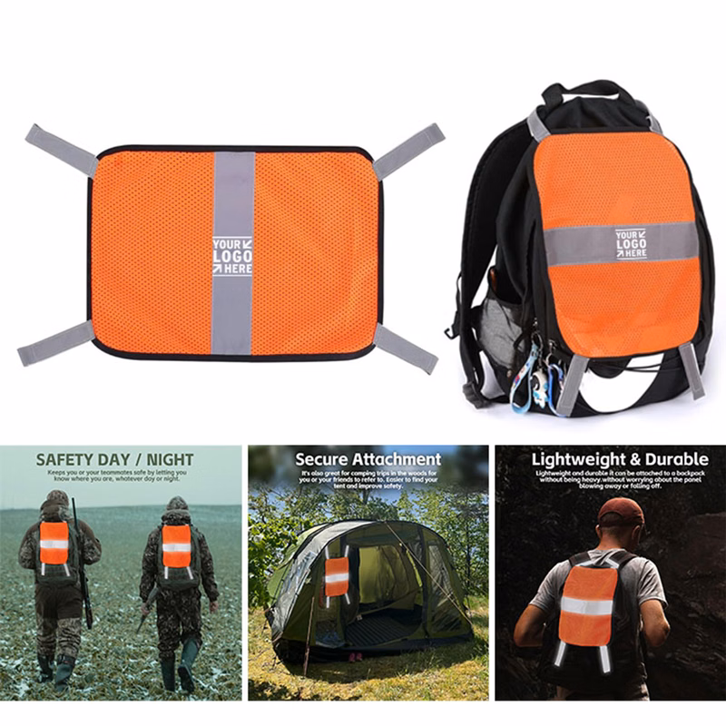 Blaze Orange Safety Hunting Mesh Tent Backpack Cover Panel With Reflective Strip
