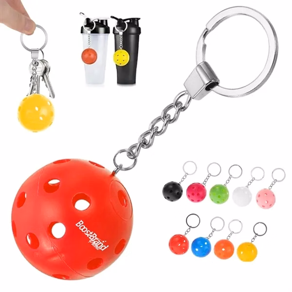 Custom Metal Perforated Golf Ball Keychain with Key Ring — Golf Tournament Giveaway