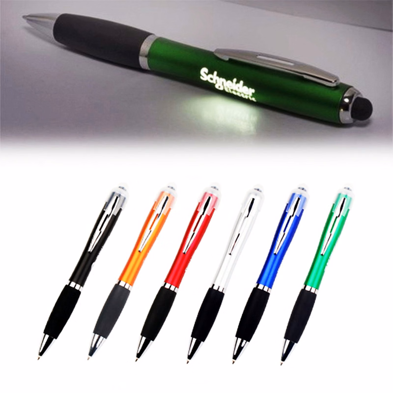Logo Light Up Ballpoint Pen With Stylus