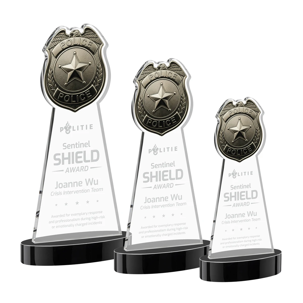 Police Badge Award on Alberton Base - Black 1