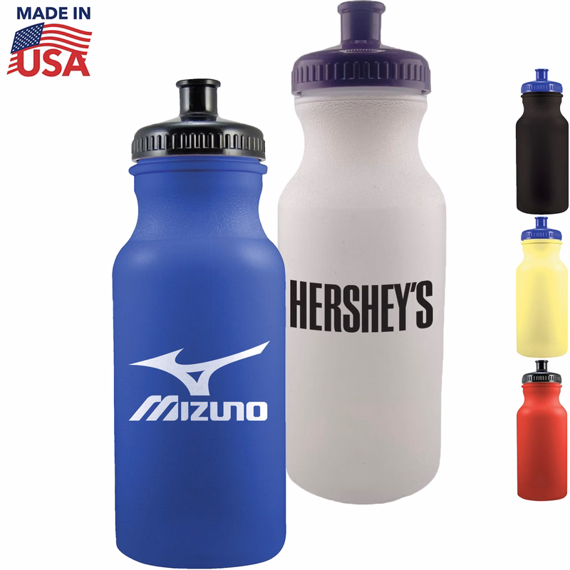 Colored Bike Bottle USA made 20 oz with push spout