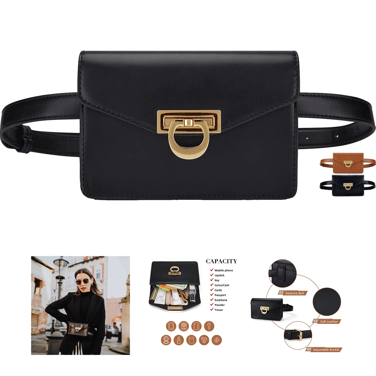 PU Leather Belt Bag 1