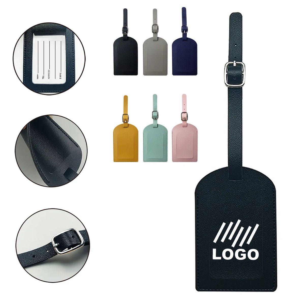 Leather Luggage Tag Adjustable Lanyard 1