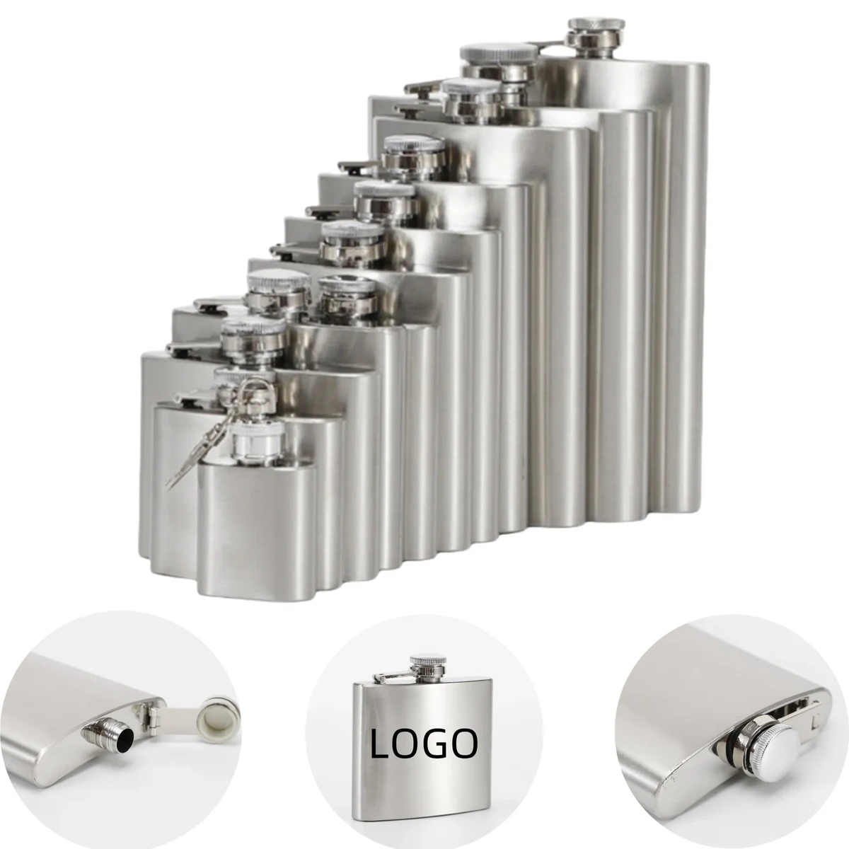 8oz Premium Portable Stainless Steel Flask, custom water bottle with logo imprint 1