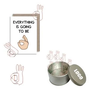 OK Gesture Shaped Paper Clips In Tin Box 1