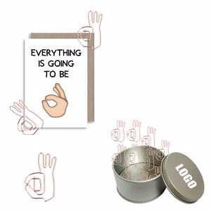 OK Gesture Shaped Paper Clips In Tin Box
