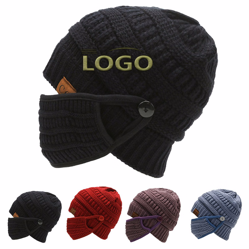Knit Hat with Detachable Face Cover for Cold Weather