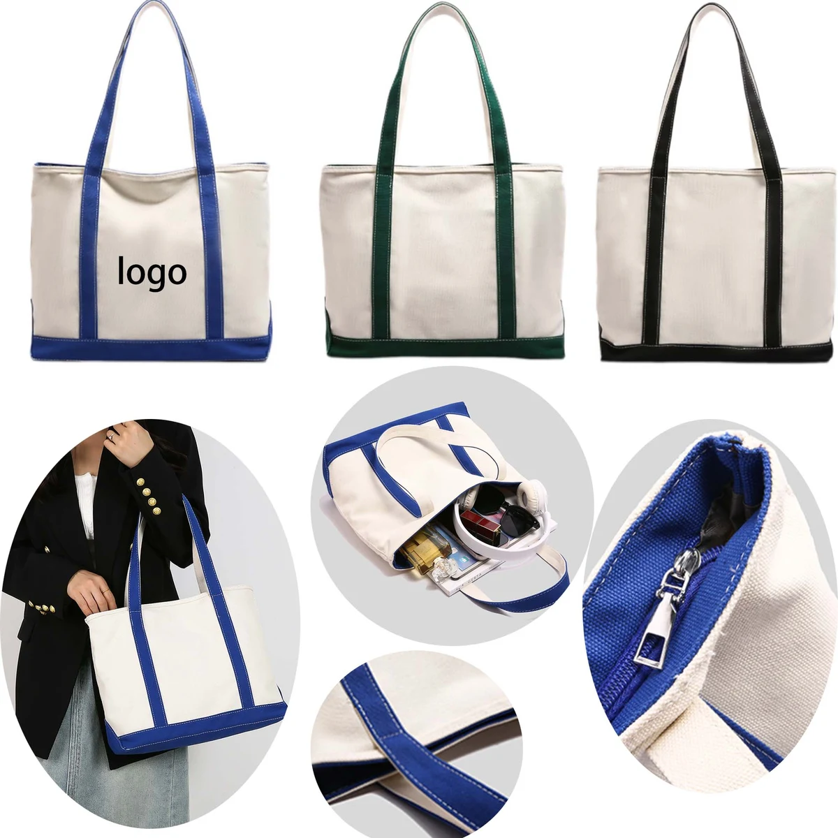 Portable Shoulder Canvas Bag, custom tote bag with logo imprint 1