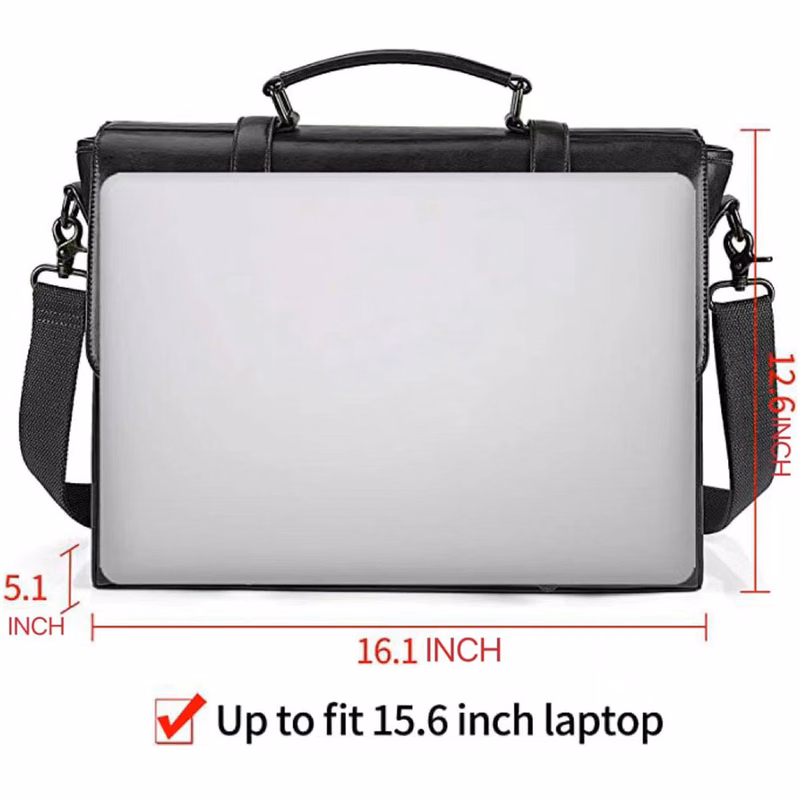 Vintage 15.6 Inch Waterproof PU Leather Laptop Briefcase